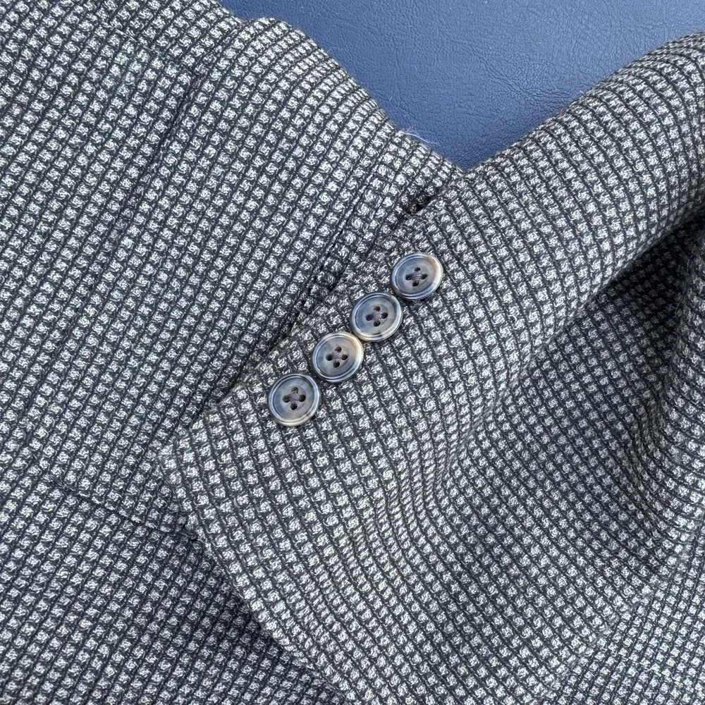 Oscar De La Renta‎ Suit Sport Coat 42 L Brown Houndstooth 3 Button